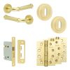 Complete Classic Door Handle Pack - Sashlock - Satin Brass - 76mm / 4-inch Hinges - JE-A8A8-SB