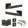 STATUS Montana Door Handle Pack (3 Lever Lock Set - 2.5" CE Sashlock, 3" Fire Rated Hinges x3) - Urban Dark Bronze
