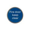 Atlantic Fire Door Keep Clear Disc Sign 3M Adhesive 75mm - Satin Stainless Steel