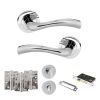 STATUS Texas Door Handle Pack (Bathroom Set - 3" CE Bathroom Lock, 4" Fire Rated Hinges x3) - Polished Chrome