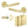 Complete Venice Door Handle Pack - Internal Doors - Satin Brass - 64mm / 3-inch Hinges - JE-F1B-SB