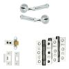 Complete Classic Door Handle Pack - Heavy Duty Latch - Polished Chrome - 64mm / 3-inch Hinges - JE-A20B-PC