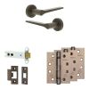 Complete Gio Door Handle Pack - Heavy Duty Latch - Dark Bronze - 102mm / 4-inch Hinges - JE-E22A-DB