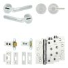 Complete Venice Door Handle Pack - Heavy Duty Tubular Bathroom (Plain Thumb Turn) - Polished Chrome - 64mm / 4-inch Hinges - JE-F30A2-PC