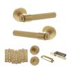 Senza Pari Fasana Door Handle Pack (Bathroom Set - 2.5" CE Bathroom Lock, 4" Fire Rated Hinges x3) - Satin Brass