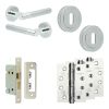 Complete Venice Door Handle Pack - Sashlock - Polished Chrome - 65mm / 4-inch Hinges - JE-F7A8-PC
