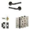Complete Midtown Door Handle Pack - Heavy Duty Latch - Black Nickel - 76mm / 4-inch Hinges - JE-G21A-BN
