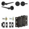 Complete Gio Door Handle Pack - Heavy Duty Tubular Bathroom (Plain Thumb Turn) - Matt Black - 64mm / 3-inch Hinges - JE-E30B2-MB