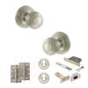 Old English Ripon Door Knob Pack (Lock Set - 3" Latch & Deadlock, 4" Slim Knuckle Hinges x2) - Satin Nickel