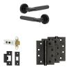 Complete Bari Door Handle Pack - Heavy Duty Latch - Matt Black - 76mm / 4-inch Hinges - JE-D21A-MB