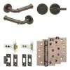 Complete Classic Door Handle Pack - Heavy Duty Tubular Bathroom (Plain Thumb Turn) - Dark Bronze - 76mm / 4-inch Hinges - JE-A31A2-DB