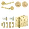 Complete Midtown Door Handle Pack - Heavy Duty Tubular Bathroom (Standard Thumb Turn) - Satin Brass - 64mm / 4-inch Hinges - JE-G30A3-SB