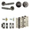 Complete Bloom Door Handle Pack - Heavy Duty Tubular Bathroom (Standard Thumb Turn) - Black Nickel - 64mm / 3-inch Hinges - JE-B30B3-BN