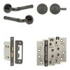 Complete Midtown Door Handle Pack - Bathroom Lock (Plain Thumb Turn) - Black Nickel - 65mm / 4-inch Hinges - JE-G5A2-BN