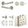 Complete Classic Door Handle Pack - Heavy Duty Tubular Bathroom (Plain Thumb Turn) - Satin Nickel - 64mm / 4-inch Hinges - JE-A30A2-SN