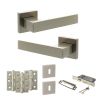 Senza Pari Panetti Door Handle Pack (3 Lever Lock Set - 2.5" CE Sashlock, 3" Fire Rated Hinges x3) - Satin Nickel