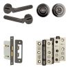 Complete Venice Door Handle Pack - Bathroom Lock (Standard Thumb Turn) - Black Nickel - 65mm / 3-inch Hinges - JE-F5B3-BN