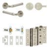 Complete Midtown Door Handle Pack - Heavy Duty Tubular Bathroom (Knurled Thumb Turn) - Satin Nickel - 64mm / 3-inch Hinges - JE-G30B1-SN