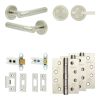 Complete Venice Door Handle Pack - Heavy Duty Tubular Bathroom (Plain Thumb Turn) - Satin Nickel - 64mm / 4-inch Hinges - JE-F30A2-SN