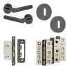 Complete Venice Door Handle Pack - Sashlock - Black Nickel - 76mm / 3-inch Hinges - JE-F8B8-BN