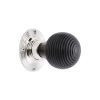 Ebonised Beehive Rim/Mortice Door Knob Polished Nickel