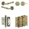 Complete Midtown Door Handle Pack - Bathroom - Antique Brass - By Frelan Hardware - JE-G6B2-AB