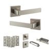STATUS Montana Door Handle Pack (Bathroom Set - 2.5" CE Bathroom Lock, 3" Fire Rated Hinges x3) - Satin Nickel