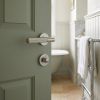 Complete Venice Door Handle Pack - Bathroom Lock (Standard Thumb Turn) - Satin Nickel - 65mm / 3-inch Hinges - JE-F5B3-SN