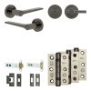Complete Gio Door Handle Pack - Heavy Duty Tubular Bathroom (Plain Thumb Turn) - Black Nickel - 102mm / 3-inch Hinges - JE-E32B2-BN