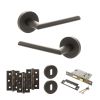 STATUS Alabama Door Handle Pack (3 Lever Lock Set - 3" CE Sashlock, 3" Fire Rated Hinges x3) - Urban Dark Bronze