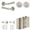 Complete Classic Door Handle Pack - Heavy Duty Tubular Bathroom (Standard Thumb Turn) - Satin Nickel - 102mm / 3-inch Hinges - JE-A32B3-SN