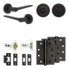 Complete Gio Door Handle Pack - Heavy Duty Tubular Bathroom (Standard Thumb Turn) - Matt Black - 76mm / 4-inch Hinges - JE-E31A3-MB