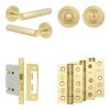 Complete Hex Door Handle Pack - Bathroom Lock (Standard Thumb Turn) - Satin Brass - 76mm / 3-inch Hinges - JE-C6B3-SB