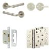Complete Midtown Door Handle Pack - Bathroom Lock (Plain Thumb Turn) - Satin Nickel - 65mm / 4-inch Hinges - JE-G5A2-SN