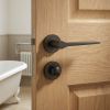 Complete Gio Door Handle Pack - Bathroom Lock (Standard Thumb Turn) - Dark Bronze - 76mm / 3-inch Hinges - JE-E6B3-DB