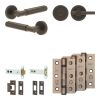 Complete Bloom Door Handle Pack - Heavy Duty Tubular Bathroom (Plain Thumb Turn) - Dark Bronze - 102mm / 3-inch Hinges - JE-B32B2-DB