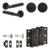 Complete Bloom Door Handle Pack - Heavy Duty Tubular Bathroom (Standard Thumb Turn) - Matt Black - 102mm / 3-inch Hinges - JE-B32B3-MB