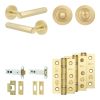 Complete Hex Door Handle Pack - Heavy Duty Tubular Bathroom (Standard Thumb Turn) - Satin Brass - 102mm / 3-inch Hinges - JE-C32B3-SB
