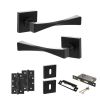 Senza Pari Guido Door Handle Pack (3 Lever Lock Set - 2.5" CE Sashlock, 4" Slim Knuckle Hinges x2) - Matt Black