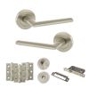 STATUS Alabama Door Handle Pack (Bathroom Set - 3" CE Bathroom Lock, 3" Fire Rated Hinges x3) - Satin Nickel