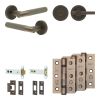Complete Bari Door Handle Pack - Heavy Duty Tubular Bathroom (Plain Thumb Turn) - Dark Bronze - 102mm / 3-inch Hinges - JE-D32B2-DB