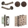 Complete Classic Door Handle Pack - Bathroom Lock (Standard Thumb Turn) - Dark Bronze - 65mm / 4-inch Hinges - JE-A5A3-DB