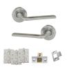 Eco Surf Door Handle Pack (Latch Set - 2.5" CE Latch, 4" Fire Rated Hinges x3) - Satin Chrome