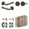 Complete Classic Door Handle Pack - Heavy Duty Tubular Bathroom (Plain Thumb Turn) - Dark Bronze - 76mm / 3-inch Hinges - JE-A31B2-DB