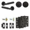 Complete Bloom Door Handle Pack - Heavy Duty Tubular Bathroom (Standard Thumb Turn) - Matt Black - 64mm / 4-inch Hinges - JE-B30A3-MB