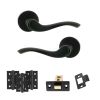 Old English Warwick Door Handle Pack (Latch Set - 2.5" CE Latch, 3" Fire Rated Hinges x3) - Matt Black