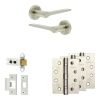 Complete Gio Door Handle Pack - Heavy Duty Latch - Satin Nickel - 64mm / 4-inch Hinges - JE-E20A-SN