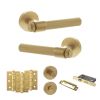 Senza Pari Fasana Door Handle Pack (Bathroom Set - 2.5" CE Bathroom Lock, 3" Fire Rated Hinges x3) - Satin Brass