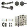Complete Classic Door Handle Pack - Heavy Duty Tubular Bathroom (Plain Thumb Turn) - Black Nickel - 102mm / 4-inch Hinges - JE-A32A2-BN