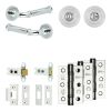 Complete Classic Door Handle Pack - Heavy Duty Tubular Bathroom (Standard Thumb Turn) - Polished Chrome - 64mm / 3-inch Hinges - JE-A30B3-PC